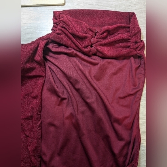 Misha Red Gathered High Slit One Shoulder Asymmetric Pauline Maxi Dress Cocktail - Picture 11 of 14